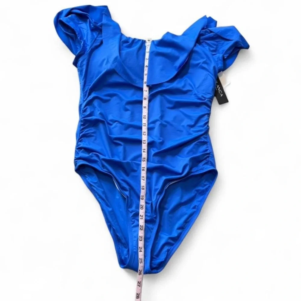 La Blanca China Blue Convertible‎ Ruffle One Piece Swimsuit